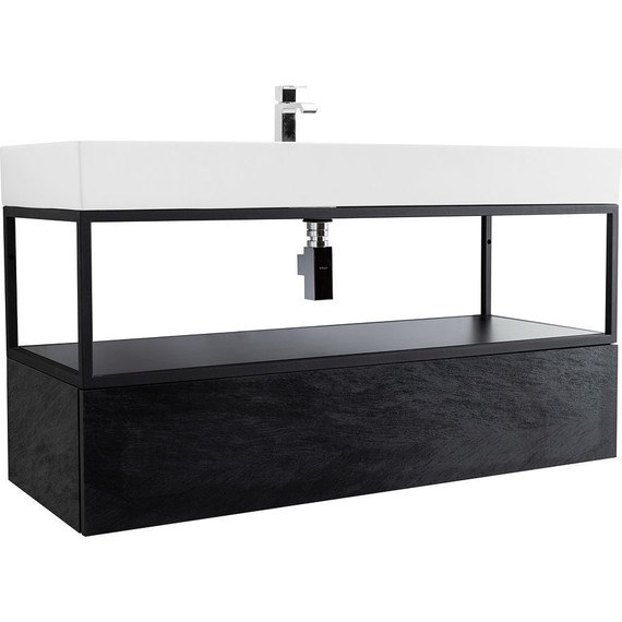 Тумба подвесная с раковиной Cezares CADRO-100-1C-SO-NR-BLUM 100 см, Nero - фото 7