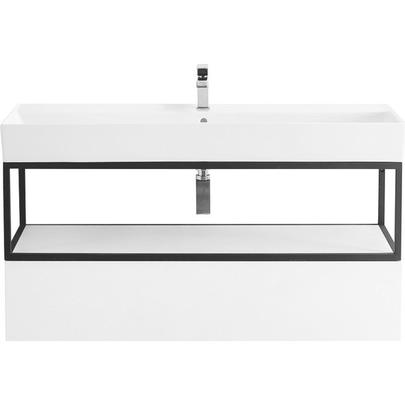 Тумба подвесная с раковиной Cezares CADRO-100-1C-SO-BG-BLUM 100 см, Bianco Ghiaccio/Nero - фото 