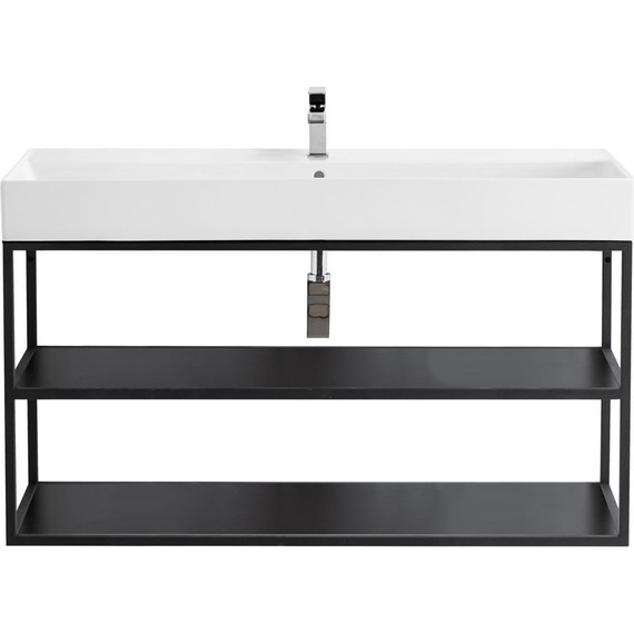 Консоль подвесная с раковиной Cezares CADRO-120/46/58-2C-SO-MET-ST 120 см, Nero - фото 2