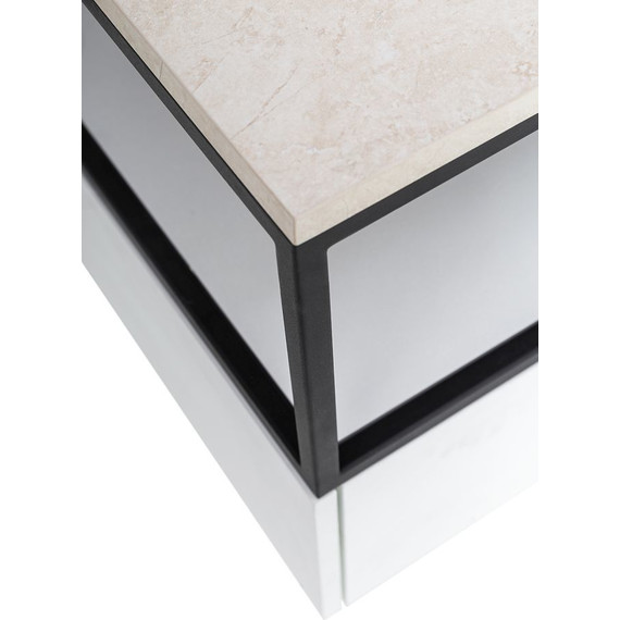 Тумба подвесная со столешницей Cezares CADRO-80-1C-SO-BG-BLUM 80 см, Bianco Ghiaccio/Nero/Marmo Crema Opaco - фото 6