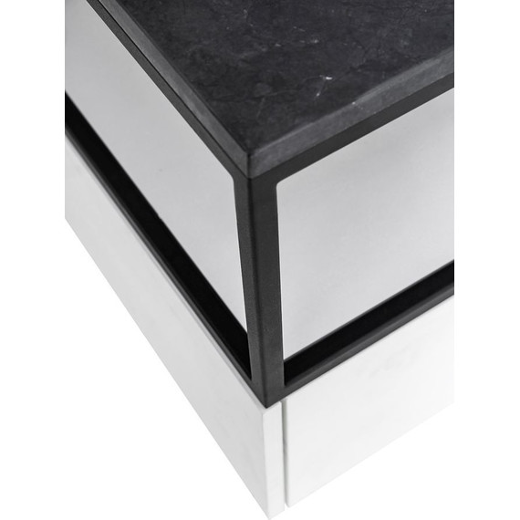 Тумба подвесная со столешницей Cezares CADRO-80-1C-SO-BG-BLUM 80 см, Bianco Ghiaccio/Nero/Marmo Nero Opaco - фото 5