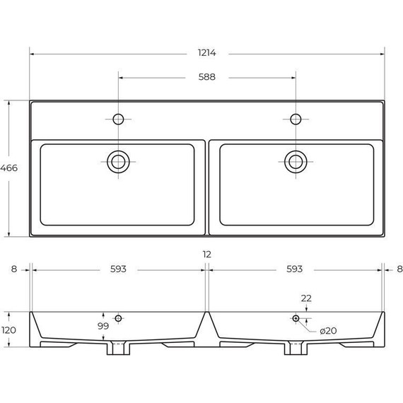 Тумба подвесная с раковиной Cezares MOLVENO 46-120-2C-SO-2-BG 120 см (раковина CZR-MIL-120-2-LVB), Bianco Ghiaccio - фото 13