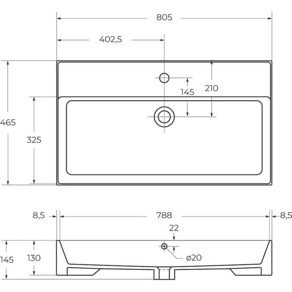 Консоль напольная с раковиной Cezares CADRO-80/46/73-2C-PIA-MET-ST 80 см, Nero/Bianco - фото 7