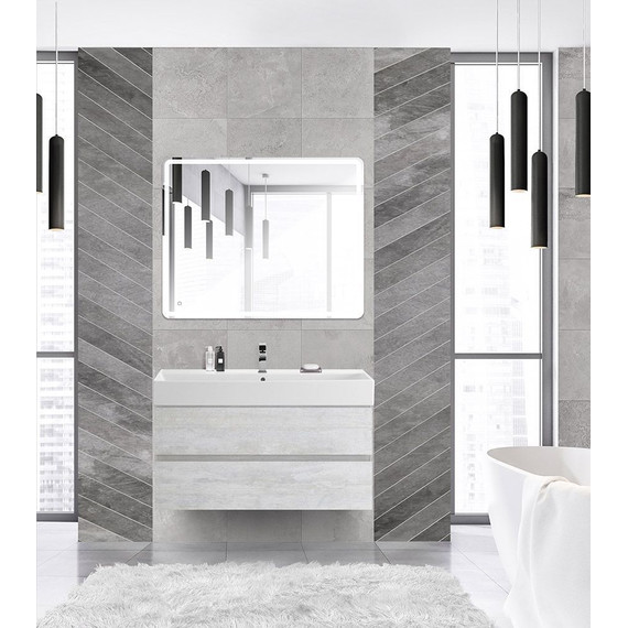 Тумба подвесная с раковиной Cezares MOLVENO 46-100-2C-SO-LB 100 см (раковина CZR-MIL-100-LVB), Legno Bianco - фото 2