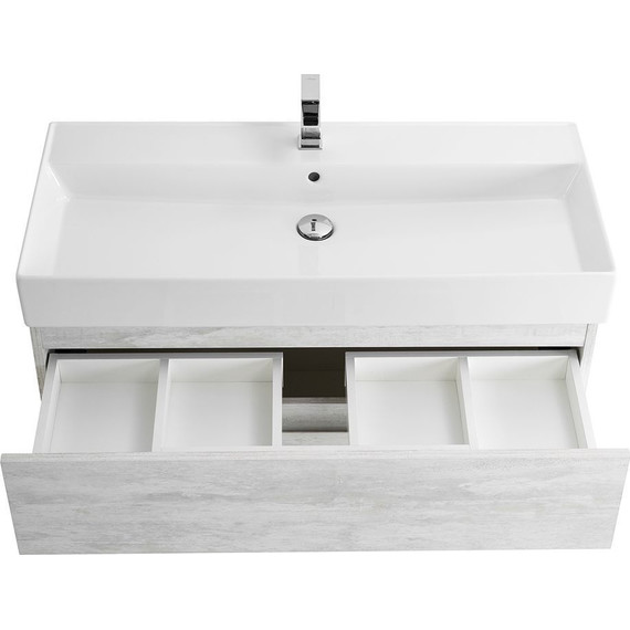 Тумба подвесная с раковиной Cezares MOLVENO 46-100-2C-SO-LB 100 см (раковина CZR-MIL-100-LVB), Legno Bianco - фото 5