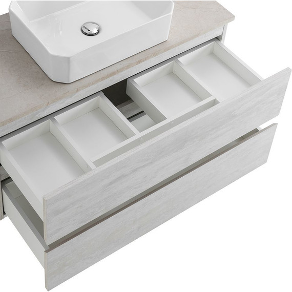 Тумба подвесная со столешницей Cezares MOLVENO 46-100-2C-SO-LB 100 см, Legno Bianco/Marmo Crema Opaco - фото 6