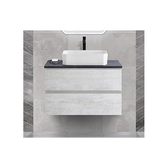 Тумба подвесная со столешницей Cezares MOLVENO 46-100-2C-SO-LB 100 см, Legno Bianco/Marmo Nero Opaco - фото 