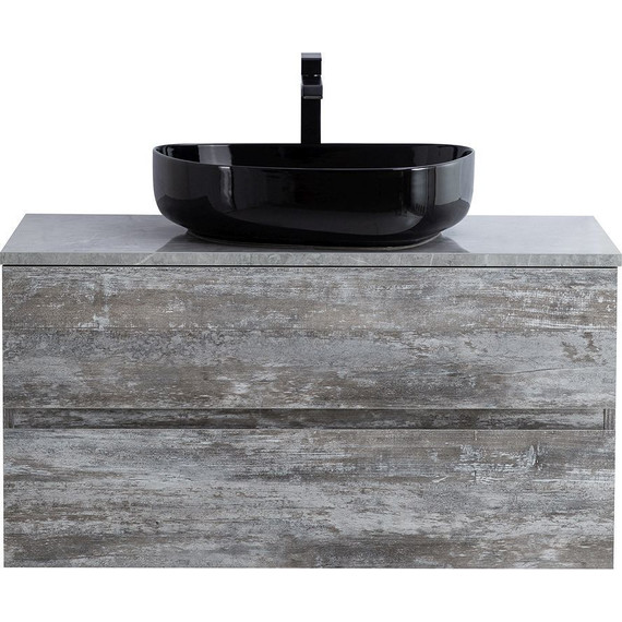 Тумба подвесная со столешницей Cezares MOLVENO 46-100-2C-SO-LG 100 см, Legno Grigio/Marmo Grigio Lucido - фото 