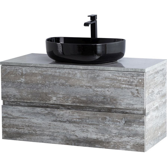 Тумба подвесная со столешницей Cezares MOLVENO 46-100-2C-SO-LG 100 см, Legno Grigio/Marmo Grigio Lucido - фото 2