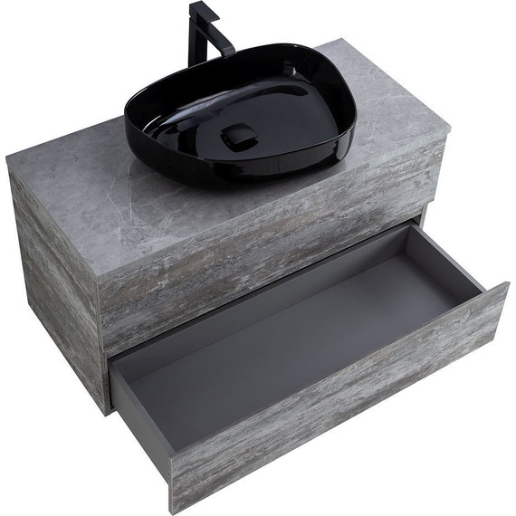 Тумба подвесная со столешницей Cezares MOLVENO 46-100-2C-SO-LG 100 см, Legno Grigio/Marmo Grigio Lucido - фото 3