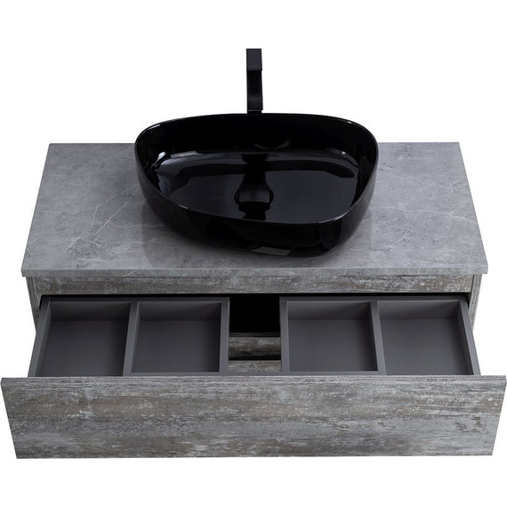 Тумба подвесная со столешницей Cezares MOLVENO 46-100-2C-SO-LG 100 см, Legno Grigio/Marmo Grigio Lucido - фото 4