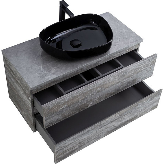 Тумба подвесная со столешницей Cezares MOLVENO 46-100-2C-SO-LG 100 см, Legno Grigio/Marmo Grigio Lucido - фото 5