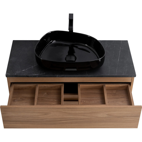 Тумба подвесная со столешницей Cezares MOLVENO 46-100-2C-SO-NC 100 см, Noce Chiaro/Marmo Nero Opaco - фото 5