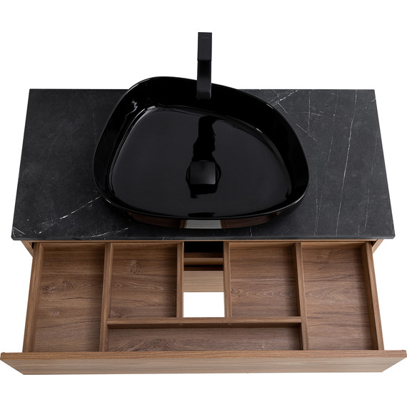 Тумба подвесная со столешницей Cezares MOLVENO 46-100-2C-SO-NC 100 см, Noce Chiaro/Marmo Nero Opaco - фото 8