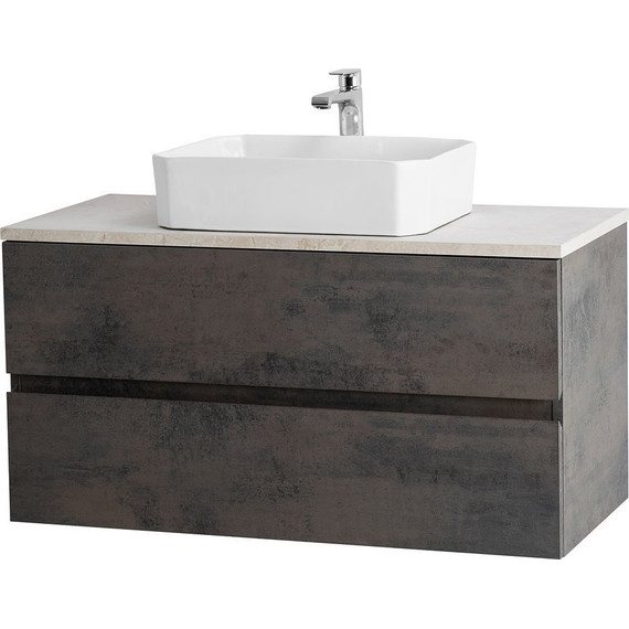 Тумба подвесная со столешницей Cezares MOLVENO 46-100-2C-SO-OSS 100 см, Ossido/Marmo Crema Opaco - фото 2