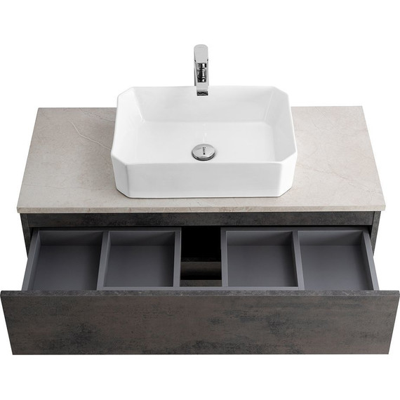 Тумба подвесная со столешницей Cezares MOLVENO 46-100-2C-SO-OSS 100 см, Ossido/Marmo Crema Opaco - фото 4