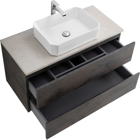 Тумба подвесная со столешницей Cezares MOLVENO 46-100-2C-SO-OSS 100 см, Ossido/Marmo Crema Opaco - фото 5