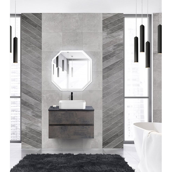 Тумба подвесная со столешницей Cezares MOLVENO 46-100-2C-SO-OSS 100 см, Ossido/Marmo Nero Opaco - фото 2