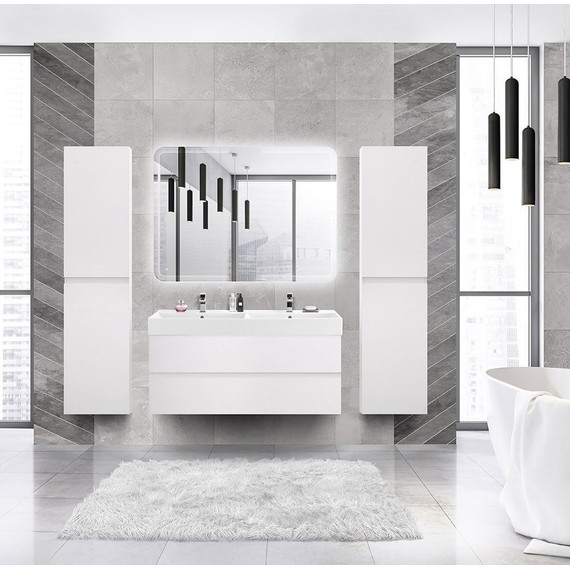 Тумба подвесная с раковиной Cezares MOLVENO 46-120-2C-SO-2-BG 120 см (раковина CZR-MIL-120-2-LVB), Bianco Ghiaccio - фото 2