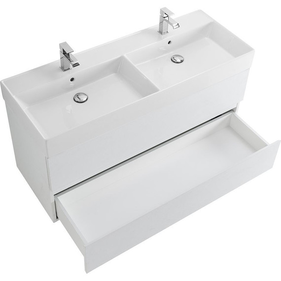 Тумба подвесная с раковиной Cezares MOLVENO 46-120-2C-SO-2-BG 120 см (раковина CZR-MIL-120-2-LVB), Bianco Ghiaccio - фото 4