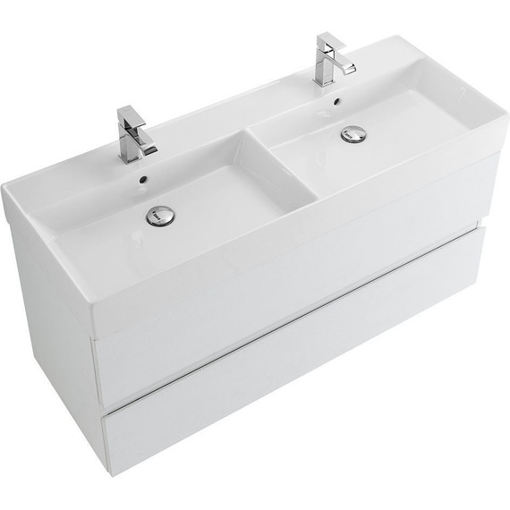 Тумба подвесная с раковиной Cezares MOLVENO 46-120-2C-SO-2-BG 120 см (раковина CZR-MIL-120-2-LVB), Bianco Ghiaccio - фото 6