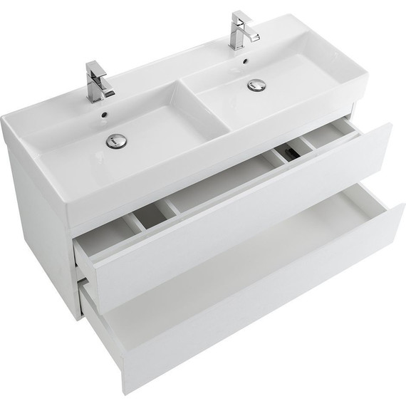 Тумба подвесная с раковиной Cezares MOLVENO 46-120-2C-SO-2-BG 120 см (раковина CZR-MIL-120-2-LVB), Bianco Ghiaccio - фото 7