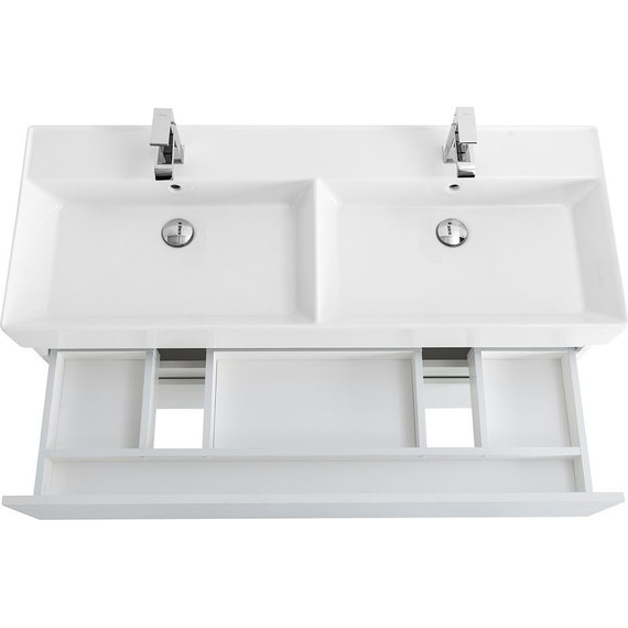 Тумба подвесная с раковиной Cezares MOLVENO 46-120-2C-SO-2-BG 120 см (раковина CZR-MIL-120-2-LVB), Bianco Ghiaccio - фото 9