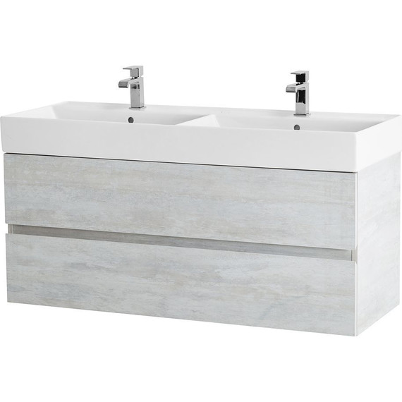 Тумба подвесная с раковиной Cezares MOLVENO 46-120-2C-SO-2-LB 120 см (раковина CZR-MIL-120-2-LVB), Legno Bianco - фото 3