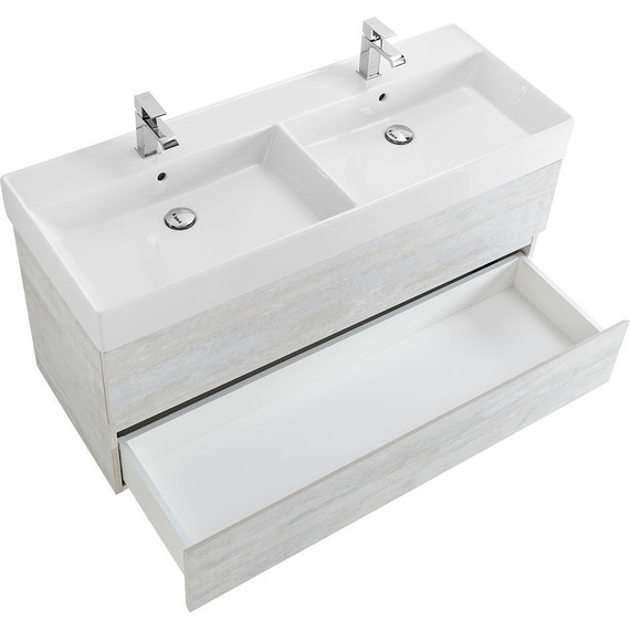 Тумба подвесная с раковиной Cezares MOLVENO 46-120-2C-SO-2-LB 120 см (раковина CZR-MIL-120-2-LVB), Legno Bianco - фото 4