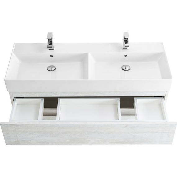 Тумба подвесная с раковиной Cezares MOLVENO 46-120-2C-SO-2-LB 120 см (раковина CZR-MIL-120-2-LVB), Legno Bianco - фото 5