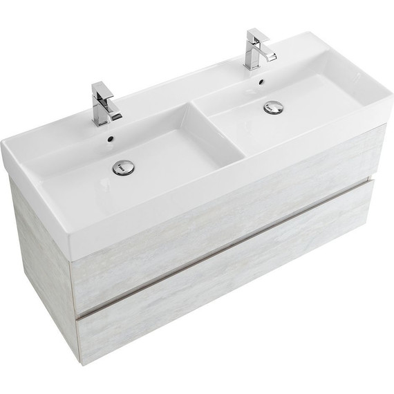 Тумба подвесная с раковиной Cezares MOLVENO 46-120-2C-SO-2-LB 120 см (раковина CZR-MIL-120-2-LVB), Legno Bianco - фото 6