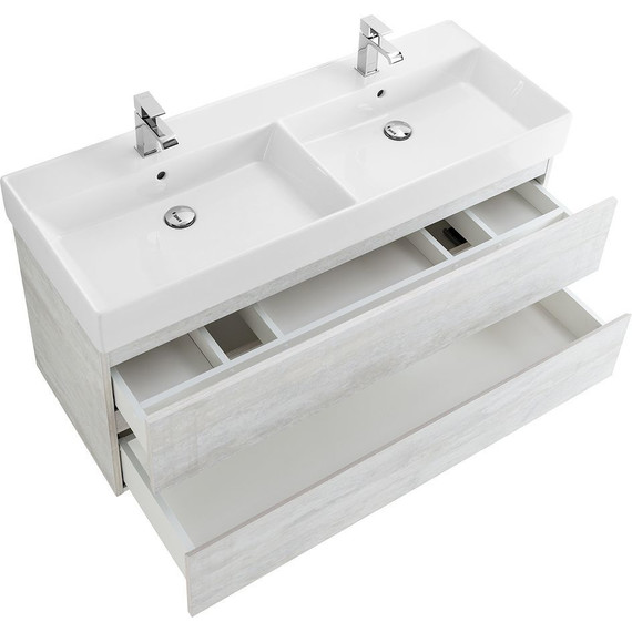 Тумба подвесная с раковиной Cezares MOLVENO 46-120-2C-SO-2-LB 120 см (раковина CZR-MIL-120-2-LVB), Legno Bianco - фото 7