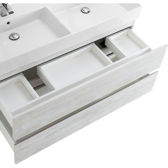 Тумба подвесная с раковиной Cezares MOLVENO 46-120-2C-SO-2-LB 120 см (раковина CZR-MIL-120-2-LVB), Legno Bianco - фото 8