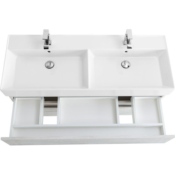 Тумба подвесная с раковиной Cezares MOLVENO 46-120-2C-SO-2-LB 120 см (раковина CZR-MIL-120-2-LVB), Legno Bianco - фото 9