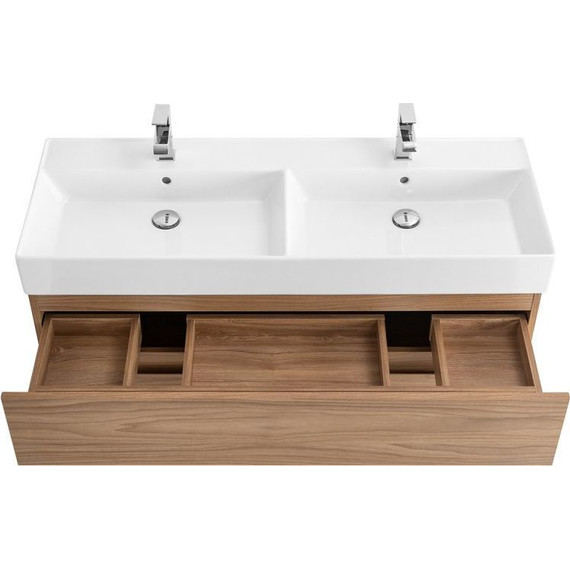 Тумба подвесная с раковиной Cezares MOLVENO 46-120-2C-SO-2-NC 120 см (раковина CZR-MIL-120-2-LVB), Noce Chiaro - фото 2