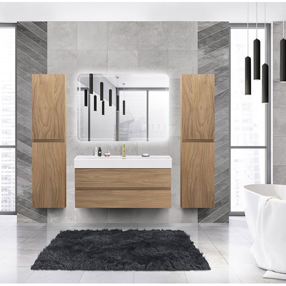 Тумба подвесная с раковиной Cezares MOLVENO 46-120-2C-SO-NC 120 см (раковина CZR-MIL-120-LVB), Noce Chiaro - фото 2