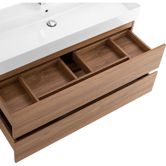 Тумба подвесная с раковиной Cezares MOLVENO 46-120-2C-SO-NC 120 см (раковина CZR-MIL-120-LVB), Noce Chiaro - фото 8