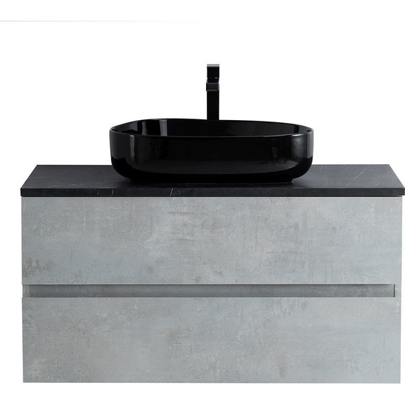 Тумба подвесная со столешницей Cezares MOLVENO 46-80-2C-SO-BET 80 см, Beton/Marmo Nero Opaco - фото 