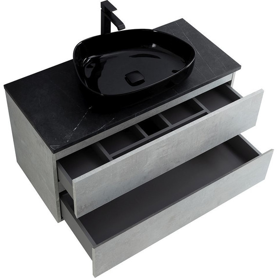 Тумба подвесная со столешницей Cezares MOLVENO 46-80-2C-SO-BET 80 см, Beton/Marmo Nero Opaco - фото 6