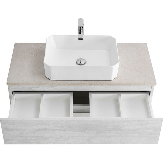 Тумба подвесная со столешницей Cezares MOLVENO 46-80-2C-SO-LB 80 см, Legno Bianco/Marmo Crema Opaco - фото 4