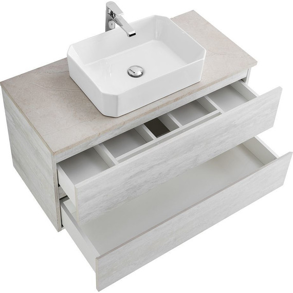 Тумба подвесная со столешницей Cezares MOLVENO 46-80-2C-SO-LB 80 см, Legno Bianco/Marmo Crema Opaco - фото 5