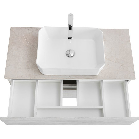 Тумба подвесная со столешницей Cezares MOLVENO 46-80-2C-SO-LB 80 см, Legno Bianco/Marmo Crema Opaco - фото 7