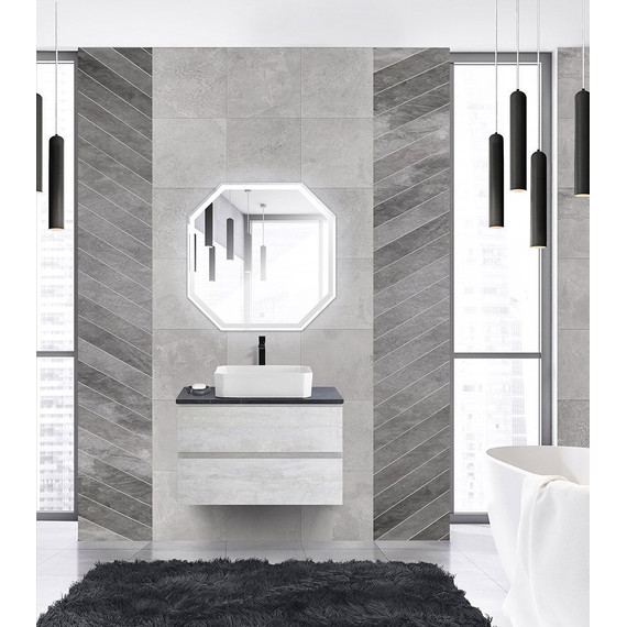 Тумба подвесная со столешницей Cezares MOLVENO 46-80-2C-SO-LB 80 см, Legno Bianco/Marmo Nero Opaco - фото 2