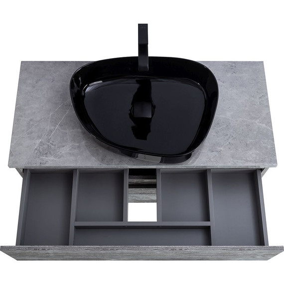 Тумба подвесная со столешницей Cezares MOLVENO 46-80-2C-SO-LG 80 см, Legno Grigio/Marmo Grigio Lucido - фото 7