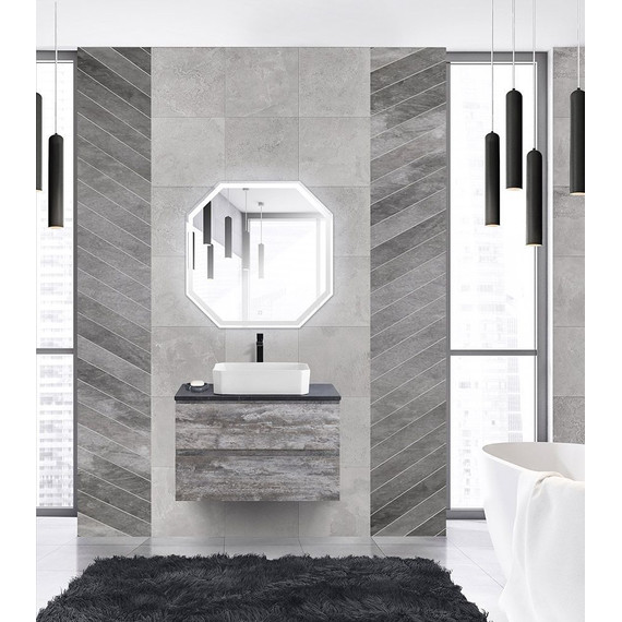 Тумба подвесная со столешницей Cezares MOLVENO 46-80-2C-SO-LG 80 см, Legno Grigio/Marmo Nero Opaco - фото 2