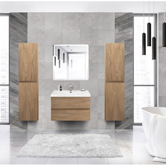 Тумба подвесная с раковиной Cezares MOLVENO 46-80-2C-SO-NC 80 см (раковина CZR-MIL-80-LVB), Noce Chiaro - фото 2