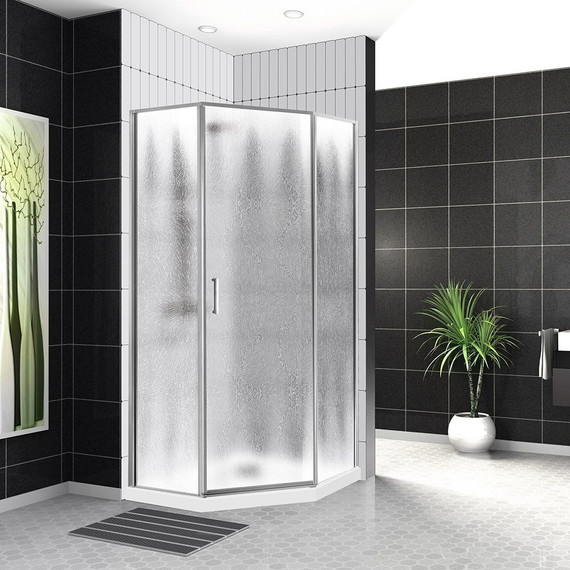 Душевое ограждение BelBagno 90x90 см UNO-195-P-1-90-CH-CR, хром/шиншилла - фото 