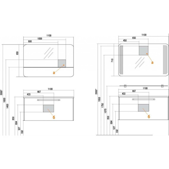 Тумба подвесная с раковиной Акватон Валенсия 110 см 1A1237K0VAG30, белый жемчуг - фото 2