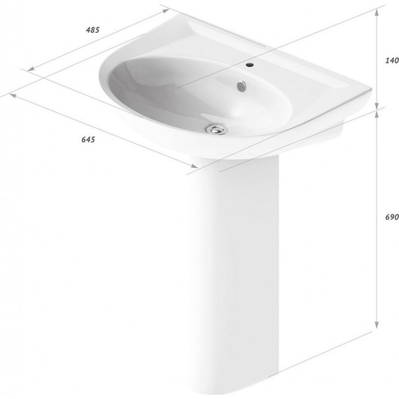 Умывальник Sanita Luxe Classic Luxe 65 см WB.PD/Classic/65-C/WHT.G/S1 - фото, картинка 5 Умывальник Sanita Luxe Classic Luxe 65 см WB.PD/Classic/65-C/WHT.G/S1 - фото 5