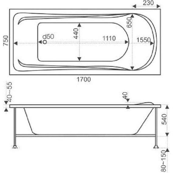 Ванна акриловая 170*75 Bas Мальта - фото, картинка 7 Ванна акриловая 170*75 Bas Мальта - фото 7